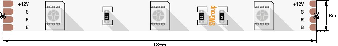 фото лента swg 7,2w/m  30led/m 5050smd rgb 5m swg530-12-7.2-rgb-м 009258 | 220svet.ru