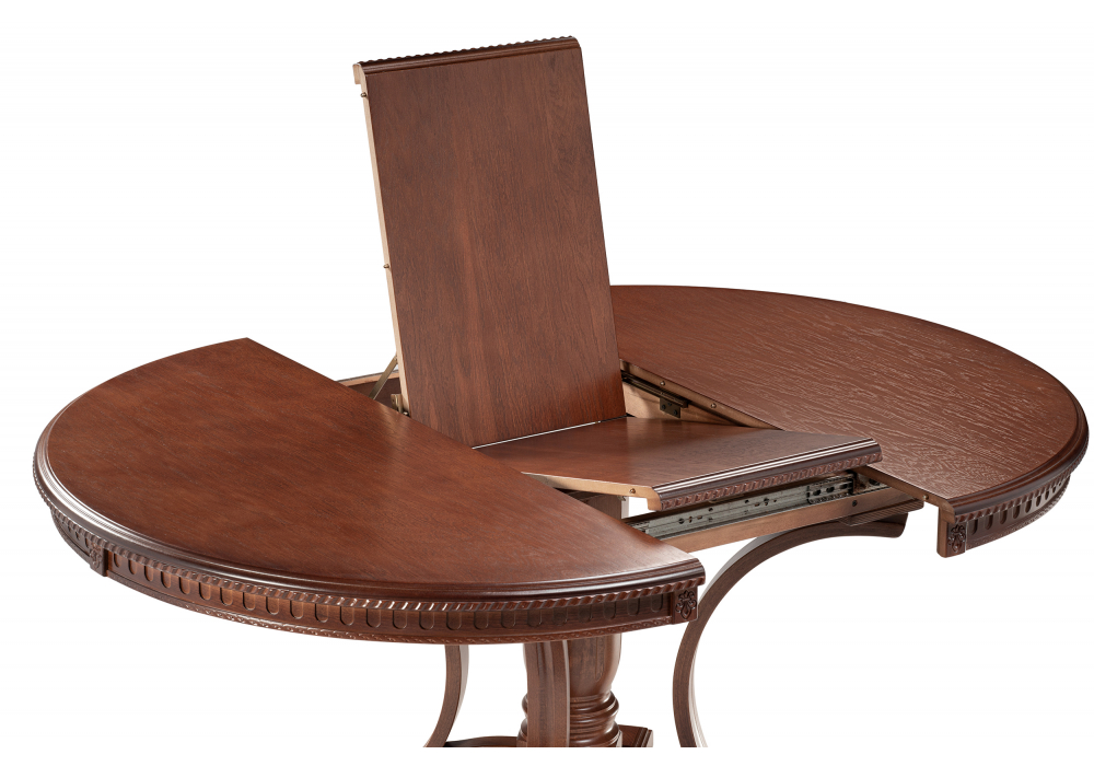 фото стол деревянный раскладной woodville нозеан круглый миланский орех 615232 | 220svet.ru