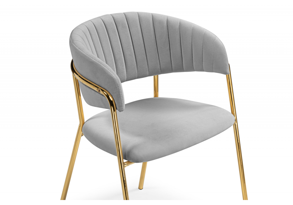 фото стул на металлокаркасе woodville kamelia велюр светло-серый / золотой 15947 | 220svet.ru