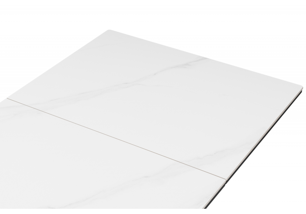 фото керамический стол 100(130)x70 раскладной woodville гардинг белый мрамор / черный 676462 | 220svet.ru