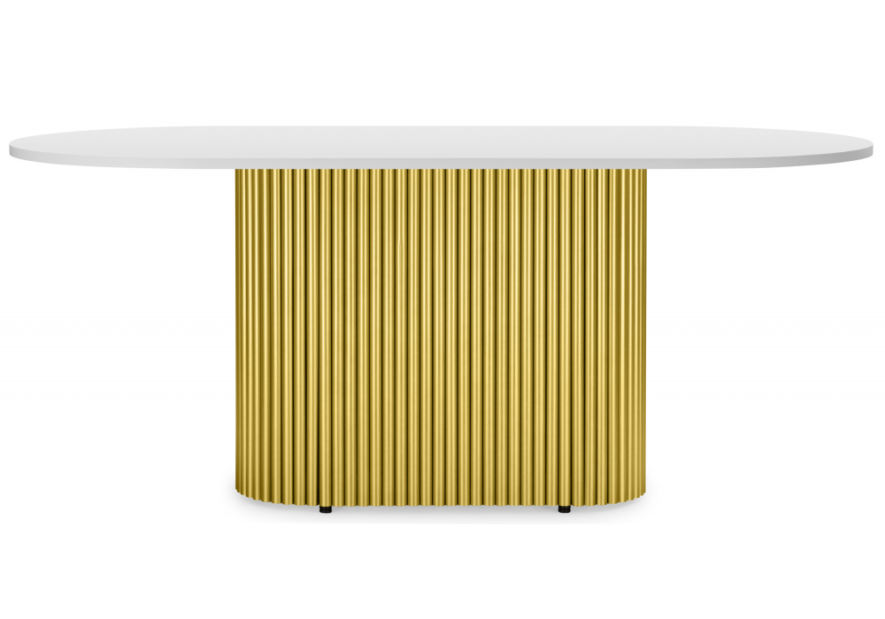 фото стол деревянный woodville барон о 180 х 90 белая пленка шагрень / золотые ноги 620283 | 220svet.ru