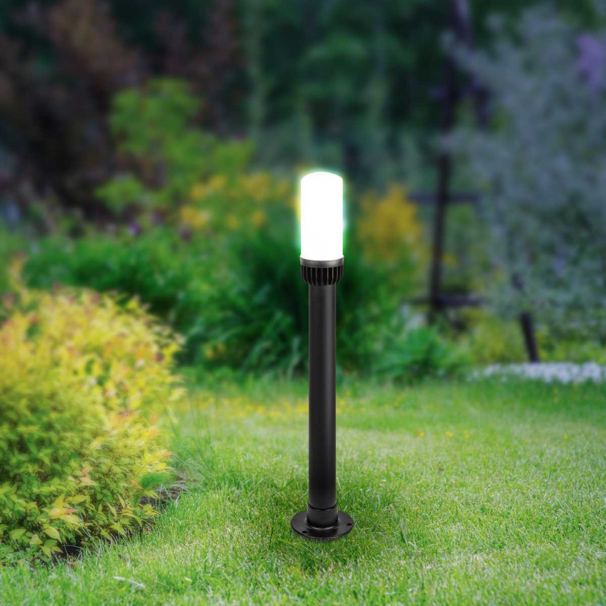 фото садово-парковый светильник эра «поллар» нту 01-60-012 напольный черный ip54 е27 max60вт h840мм б0057491 | 220svet.ru