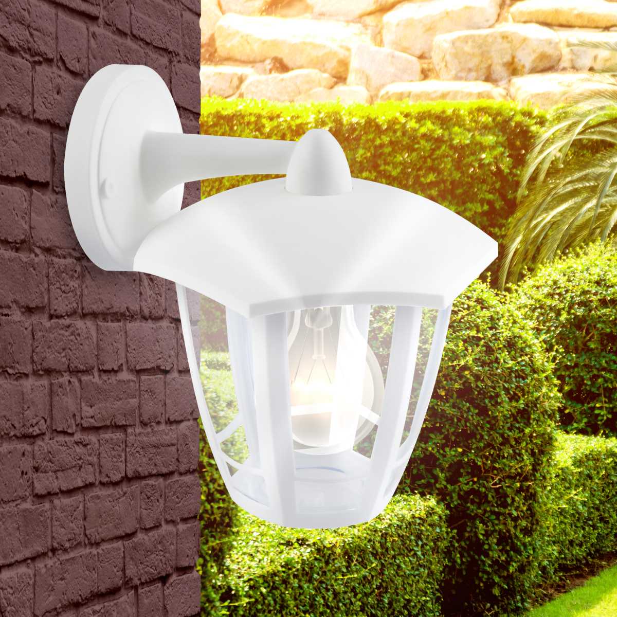 фото садово-парковый светильник эра «дели 3» нбу 07-40-004 белый 6-гранный настенный ip44 е27 max60вт б0051198 | 220svet.ru