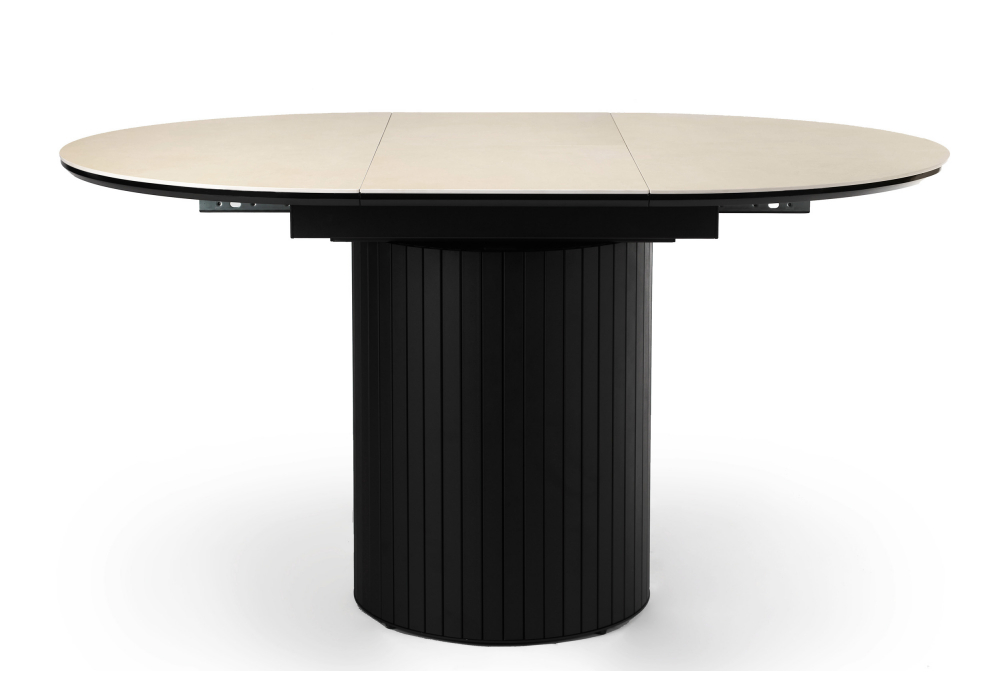 фото керамический стол раскладной woodville лорен 100(140) okara light yellow / черный 664692 | 220svet.ru