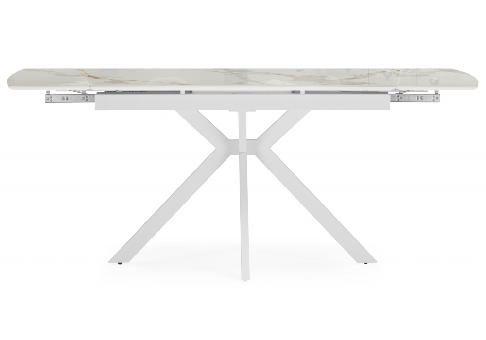 фото керамический стол woodville катчел-2 120(180)x80 calacatta gold / белый 632671 | 220svet.ru