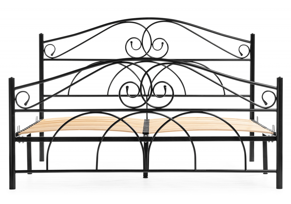 фото двуспальная кровать woodville морика черная 482083 160х200 | 220svet.ru