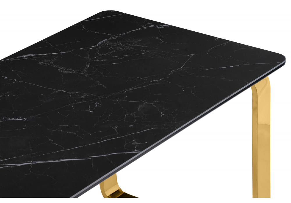 фото керамический стол woodville селена 4 180х90 черный мрамор / золото 606414 | 220svet.ru