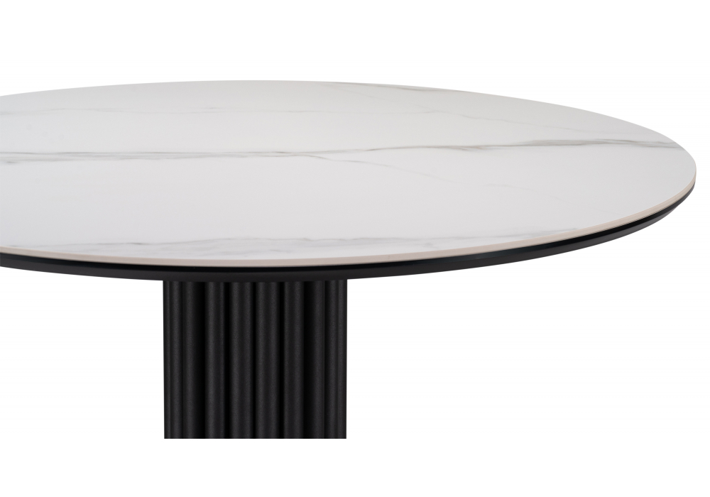 фото керамический стол woodville кэмерон 90 белый мрамор snow white / черный 612157 | 220svet.ru