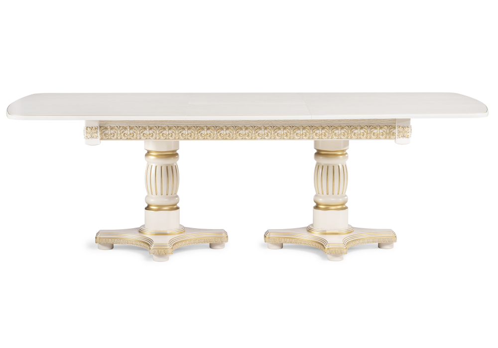 фото стол деревянный woodville морнит 180(240)х100 слоновая кость / золото 515969 | 220svet.ru