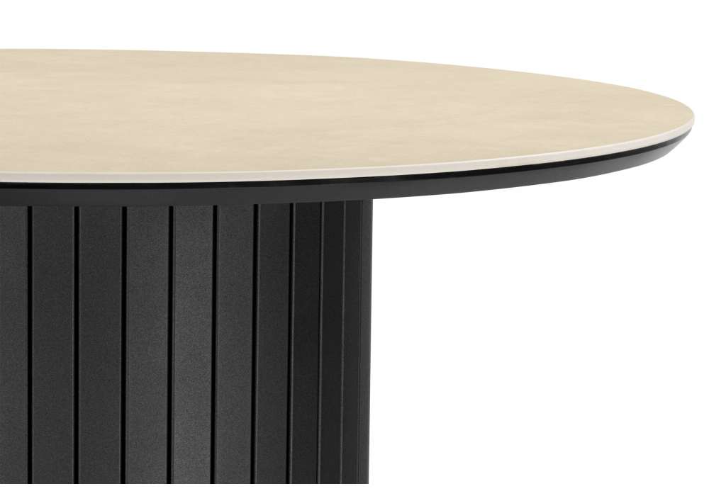 фото керамический стол woodville гравент 90 okara light yellow / черный 664932 | 220svet.ru