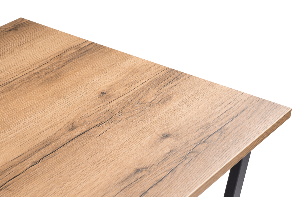 фото стол деревянный woodville лота лофт 140 25 мм дуб делано темный / матовый черный 489640 | 220svet.ru