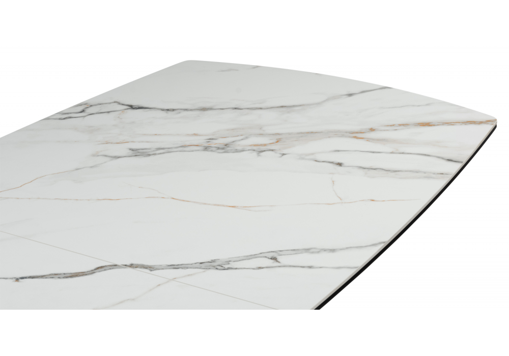 фото керамический стол раскладной woodville фестер 160(205)х90 gilt white / черный 625979 | 220svet.ru