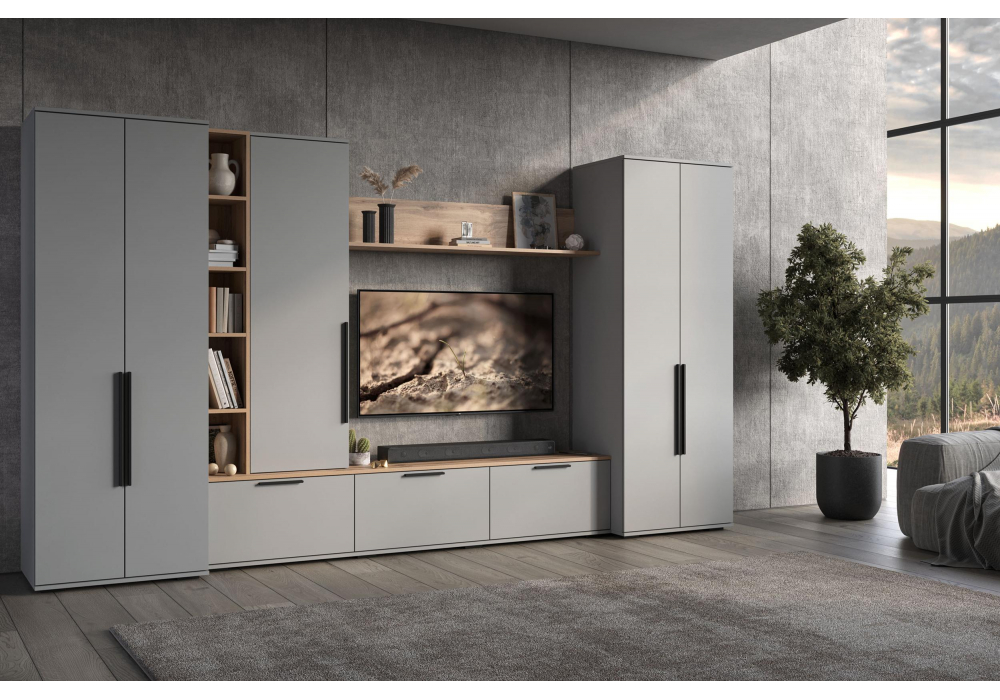 фото тв-тумба woodville филеста шиншилла серая / дуб вотан 664896 | 220svet.ru