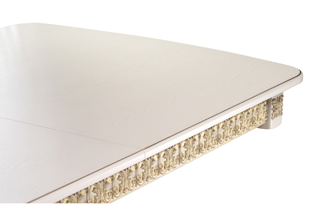 фото стол деревянный woodville морнит 180(240)х100 слоновая кость / золото 515969 | 220svet.ru