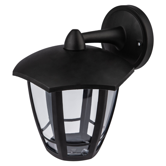 фото садово-парковый светильник эра «дели 3» дбу 07-8-006 черный 6-гранный настенный ip44 светодиодный 8вт 3000k б0064274 | 220svet.ru