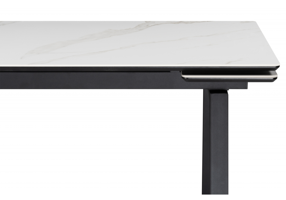 фото керамический стол раскладной woodville джек 140(200)х80 белый мрамор alpin white / черный 612899 | 220svet.ru