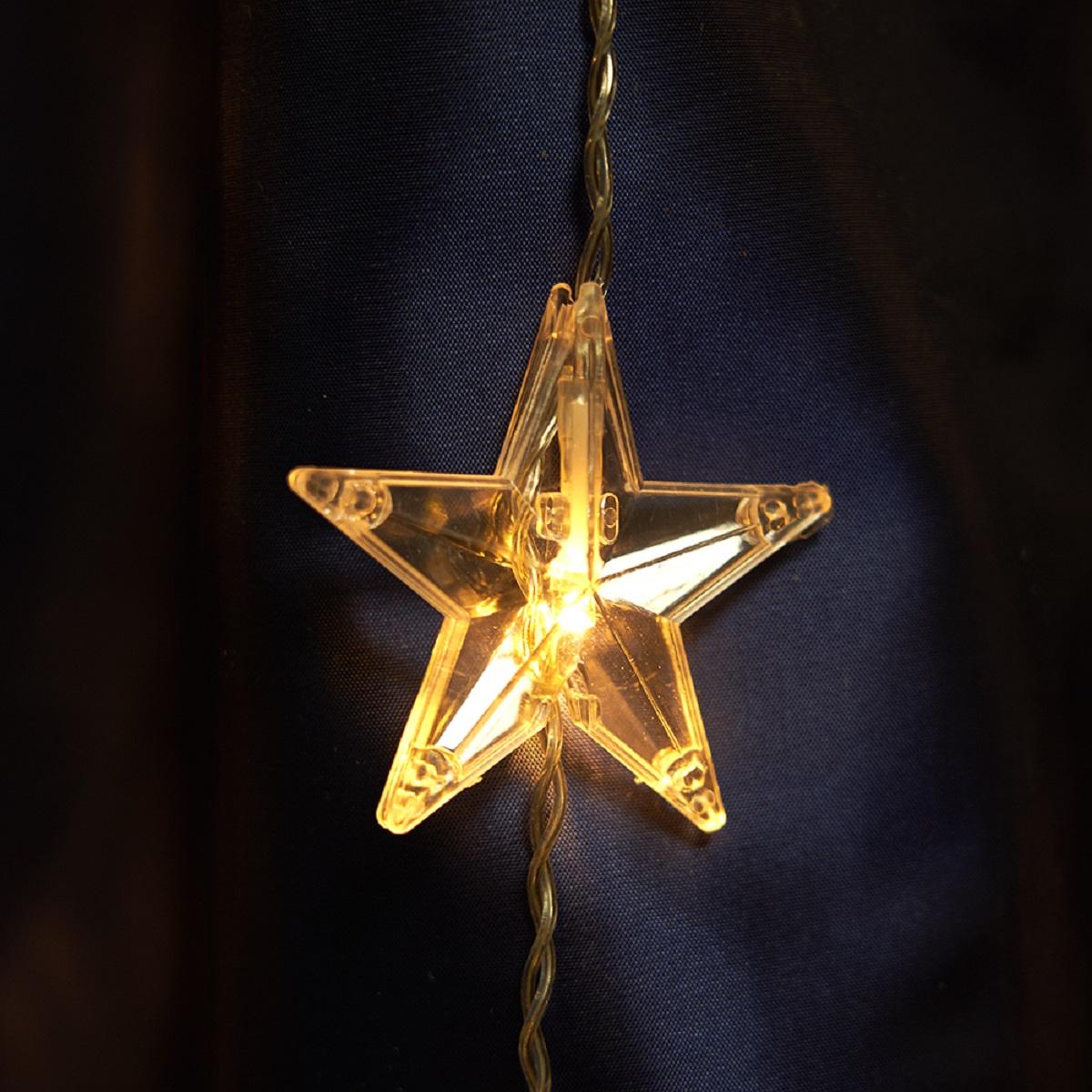 фото светодиодная гирлянда feron занавес звездочки 230v 2700k теплый белый 8 режимов cl25 48607 | 220svet.ru