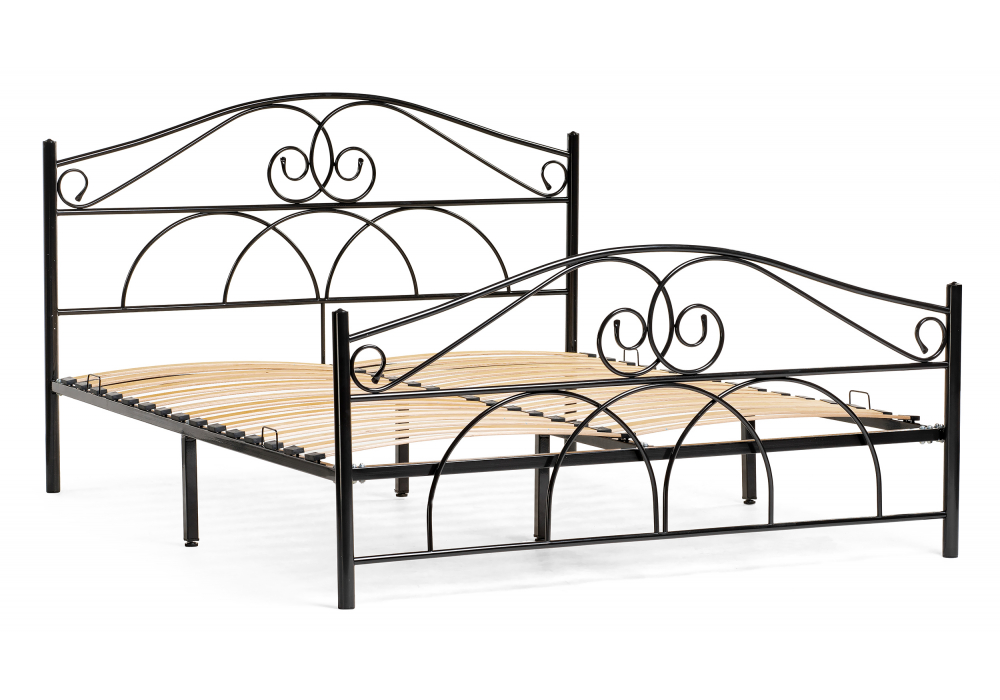 фото двуспальная кровать woodville морика черная 482083 160х200 | 220svet.ru