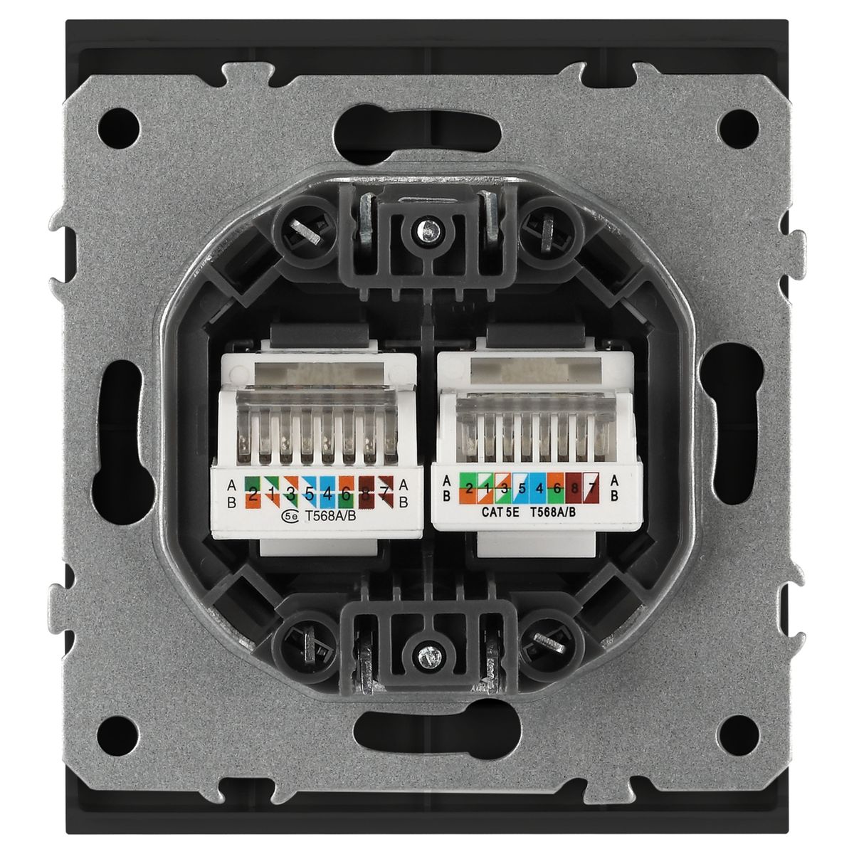 фото розетка эра arktik 16-3108-05 информационная двойная 2xrj45 антрацит б0070488 | 220svet.ru