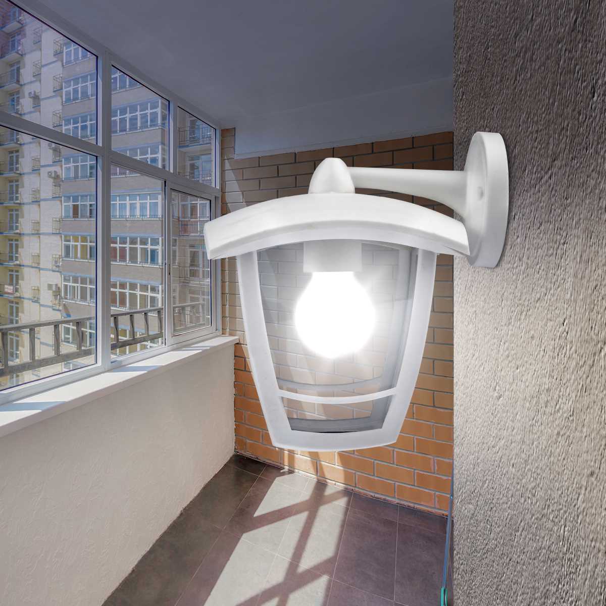 фото садово-парковый светильник эра «дели 2» нбу 07-40-002 белый 4-гранный настенный ip44 е27 max60вт б0051196 | 220svet.ru