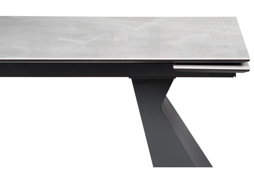 фото керамический стол раскладной woodville денхольм 240(290)х100х75 rystal onyx bianco / черный 588037 | 220svet.ru
