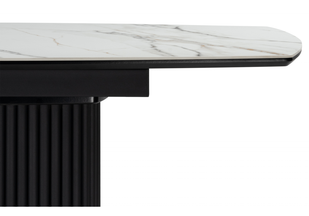 фото керамический стол раскладной woodville фестер 160(205)х90 gilt white / черный 625979 | 220svet.ru