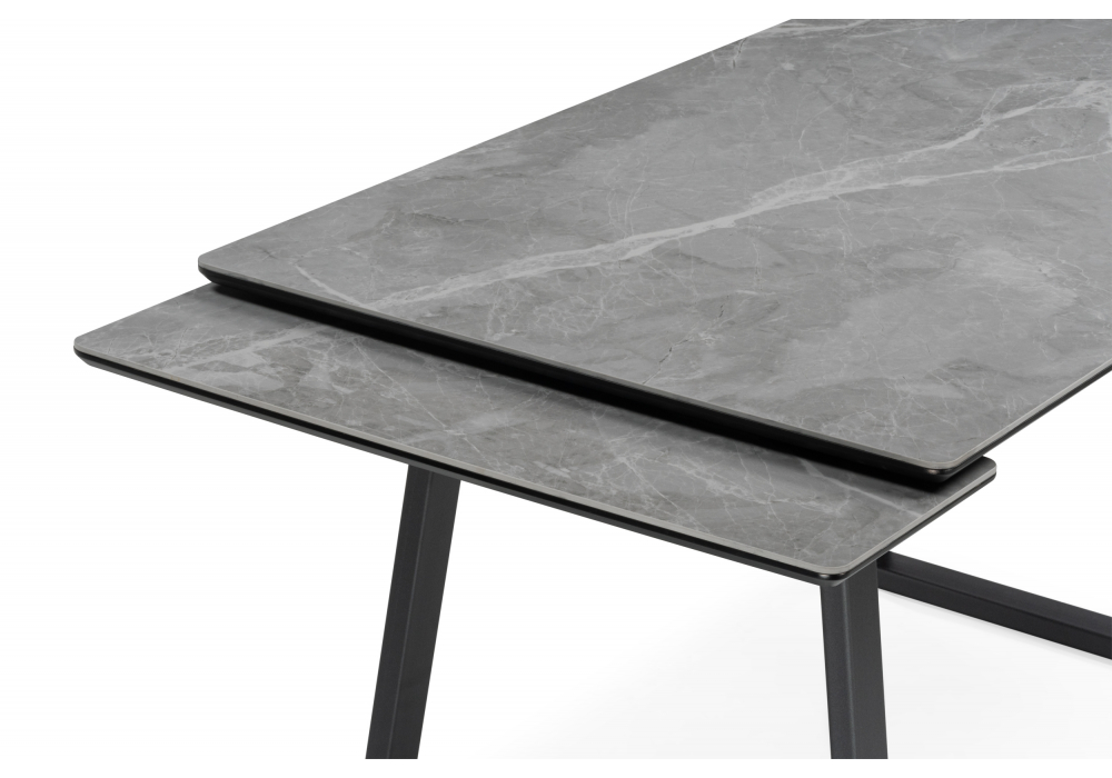 фото керамический стол раскладной woodville джек 140(200)х80 серый мрамор larka grey / черный 612901 | 220svet.ru