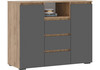 Миниатюра фото комод woodville элла серый графит / дуб крафт золото 586664 | 220svet.ru